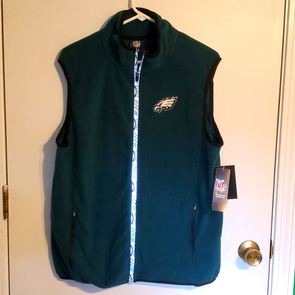 New NFL Eagles Green fleece zip vest
